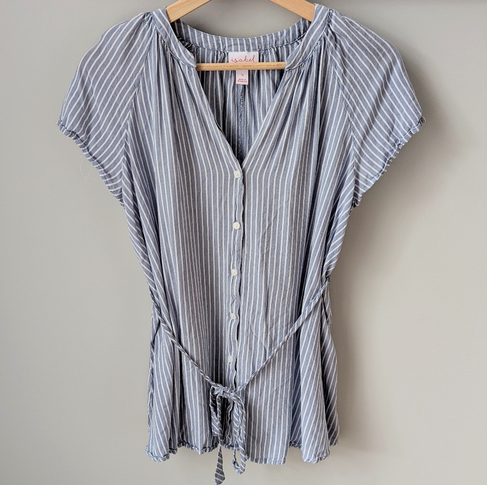 Isabel Maternity Blue Striped Casual Top